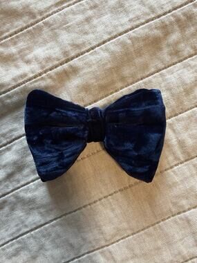 Wembley Neck Tie Bow Tie Velvet Blue Men’s Vintage Clip Large Vintage
